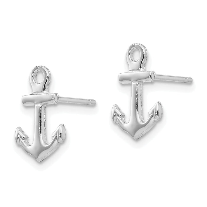 14K White Gold Anchor Post Earrings-K4502W