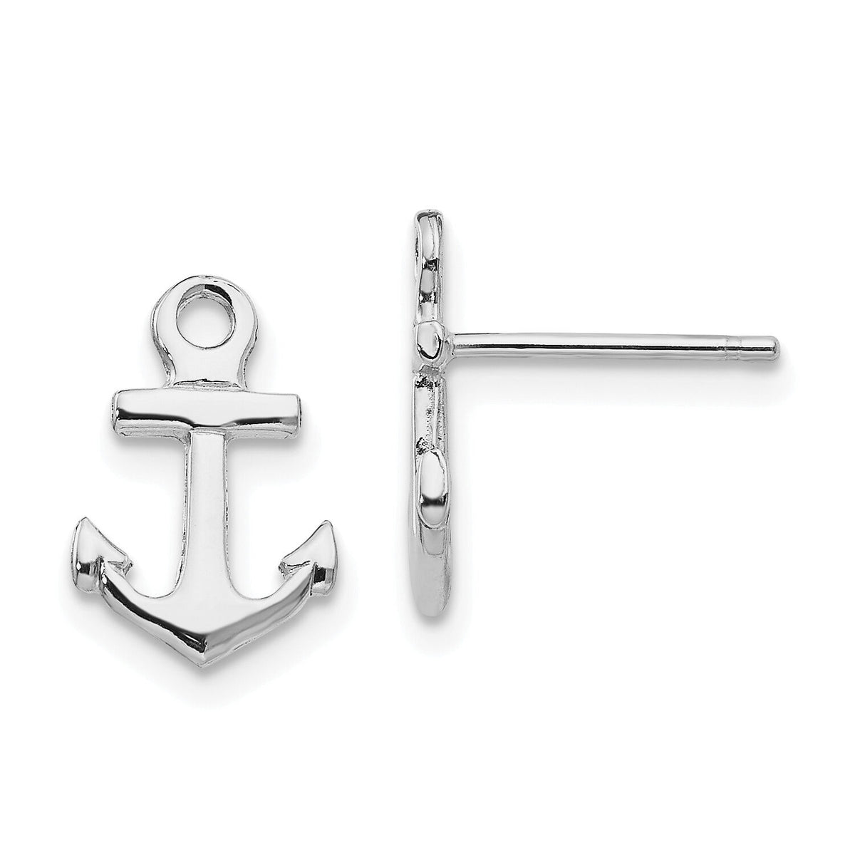 14K White Gold Anchor Post Earrings-K4502W