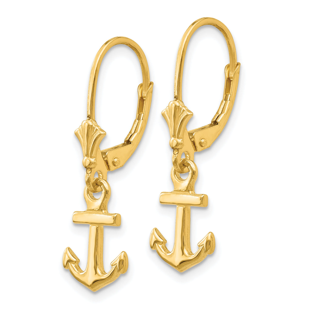 14K Mini Anchor Leverback Earrings-K4503