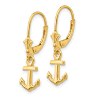 14K Mini Anchor Leverback Earrings-K4503