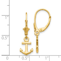 14K Mini Anchor Leverback Earrings-K4503