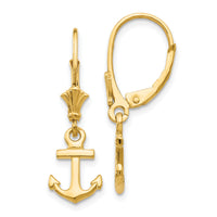 14K Mini Anchor Leverback Earrings-K4503