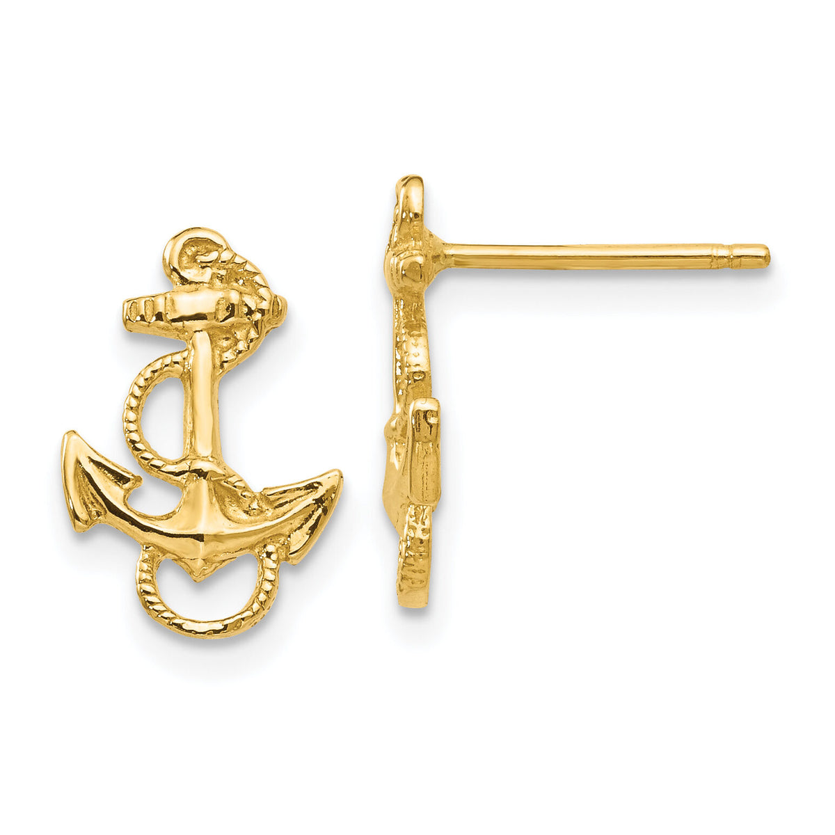 14K Anchor with Rope Trim Post Earrings-K4504