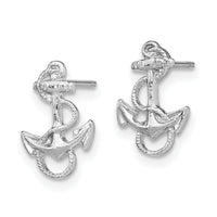 14K White Gold Anchor with Rope Trim Post Earrings-K4504W