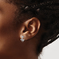 14K White Gold Anchor with Rope Trim Post Earrings-K4504W