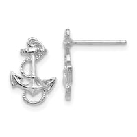 14K White Gold Anchor with Rope Trim Post Earrings-K4504W