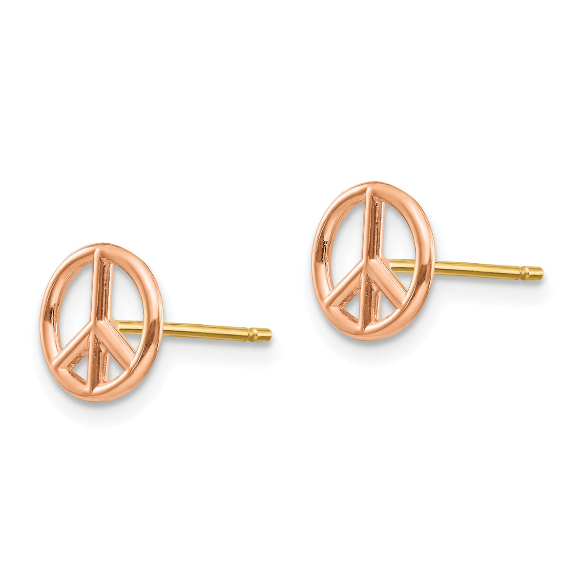 14K Yellow & Rose Gold Polished Peace Symbol Post Earrings-K4516R