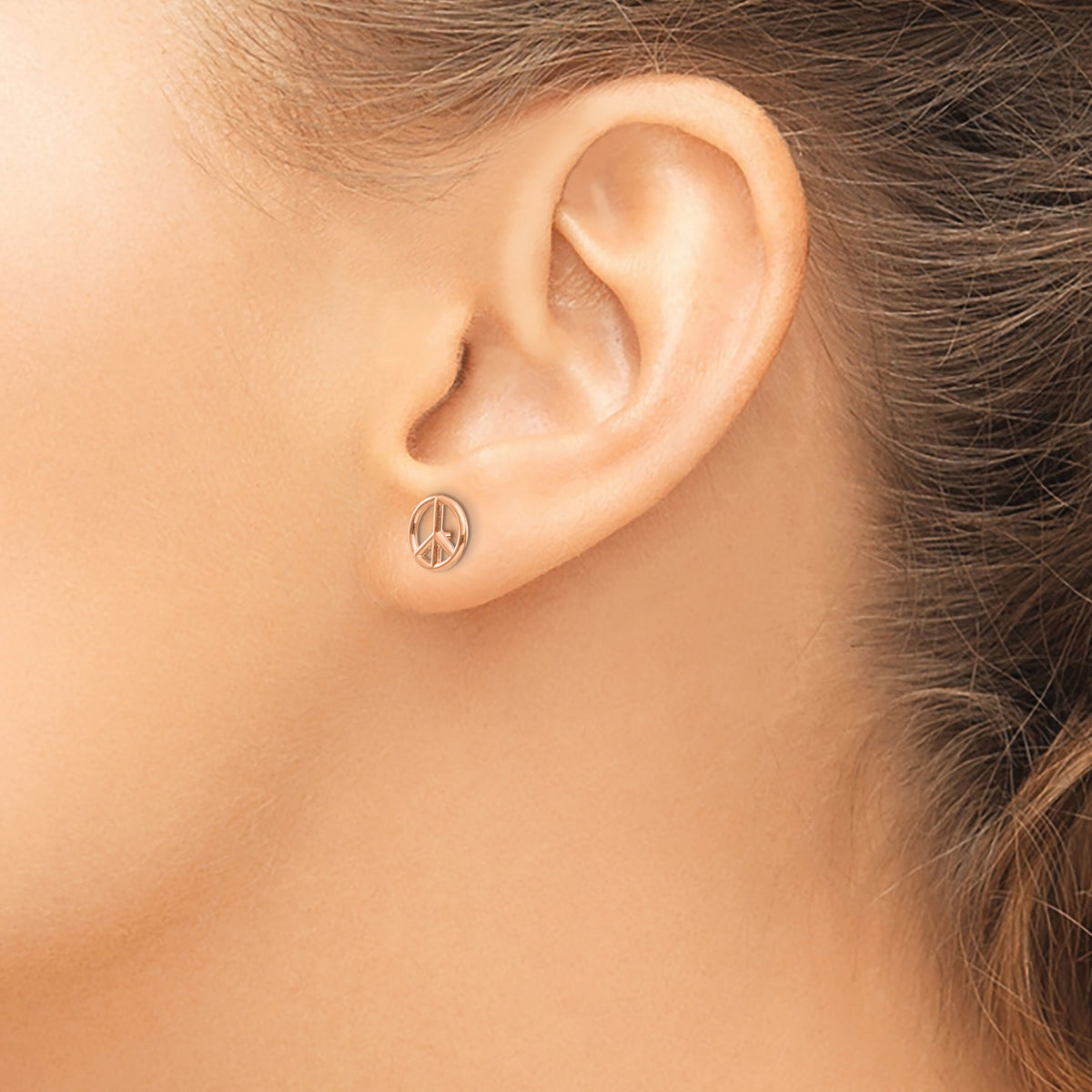 14K Yellow & Rose Gold Polished Peace Symbol Post Earrings-K4516R