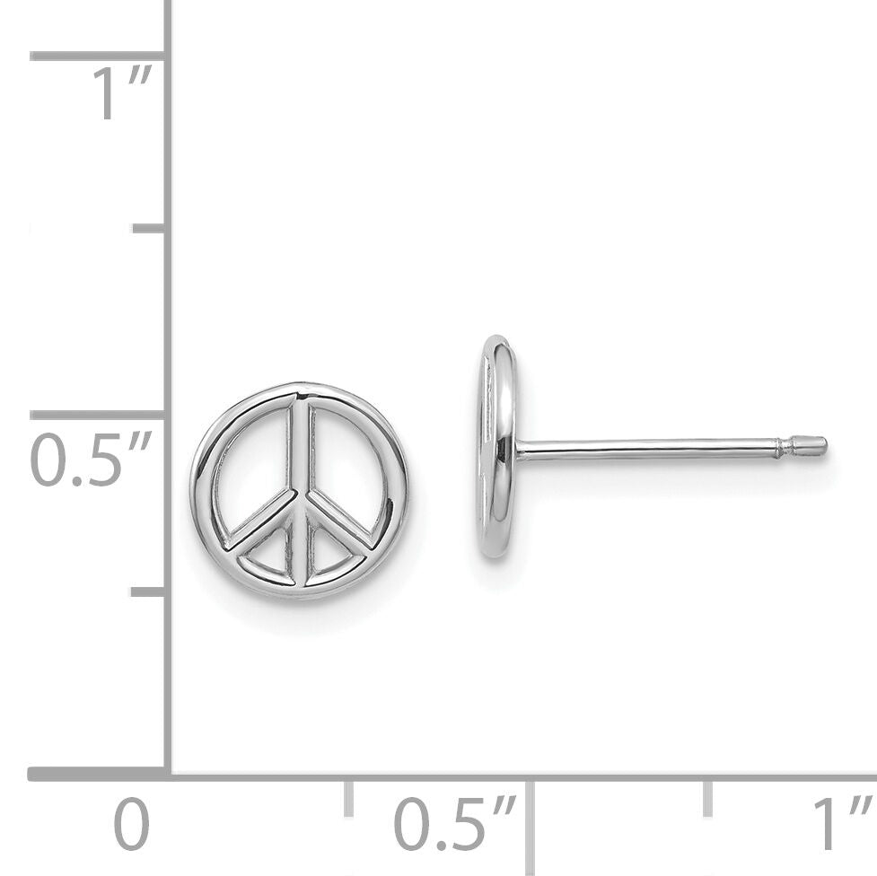 14K White Gold Polished Peace Symbol Post Earrings-K4516W