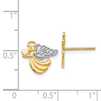 14K w/Rhodium Angel With Heart Post Earrings-K4523