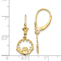 14K Claddagh in Circle Leverback Earrings-K4525
