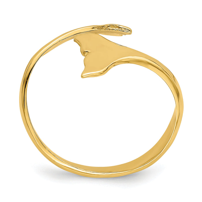 14K Double Whale Tails Ring-K4543