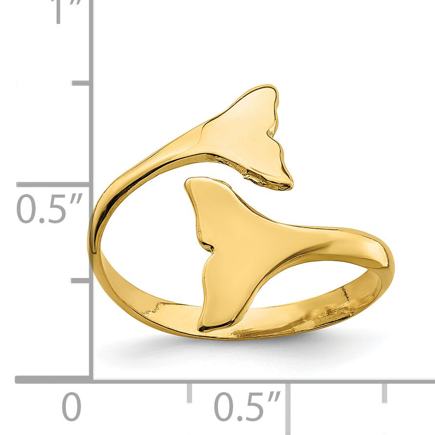 14K Double Whale Tails Ring-K4543