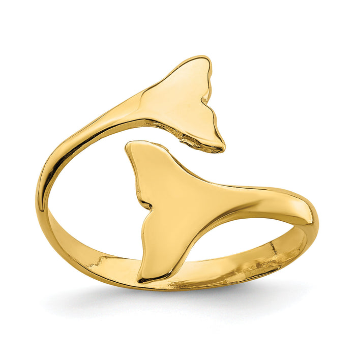 14K Double Whale Tails Ring-K4543