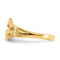 14K Double Dolphins with Waves Ring-K4551