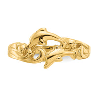 14K Double Dolphins with Waves Ring-K4551