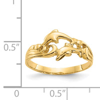 14K Double Dolphins with Waves Ring-K4551