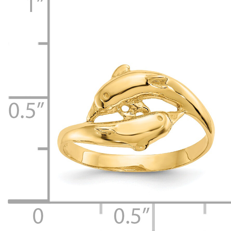 14K Double Dolphins Ring-K4552