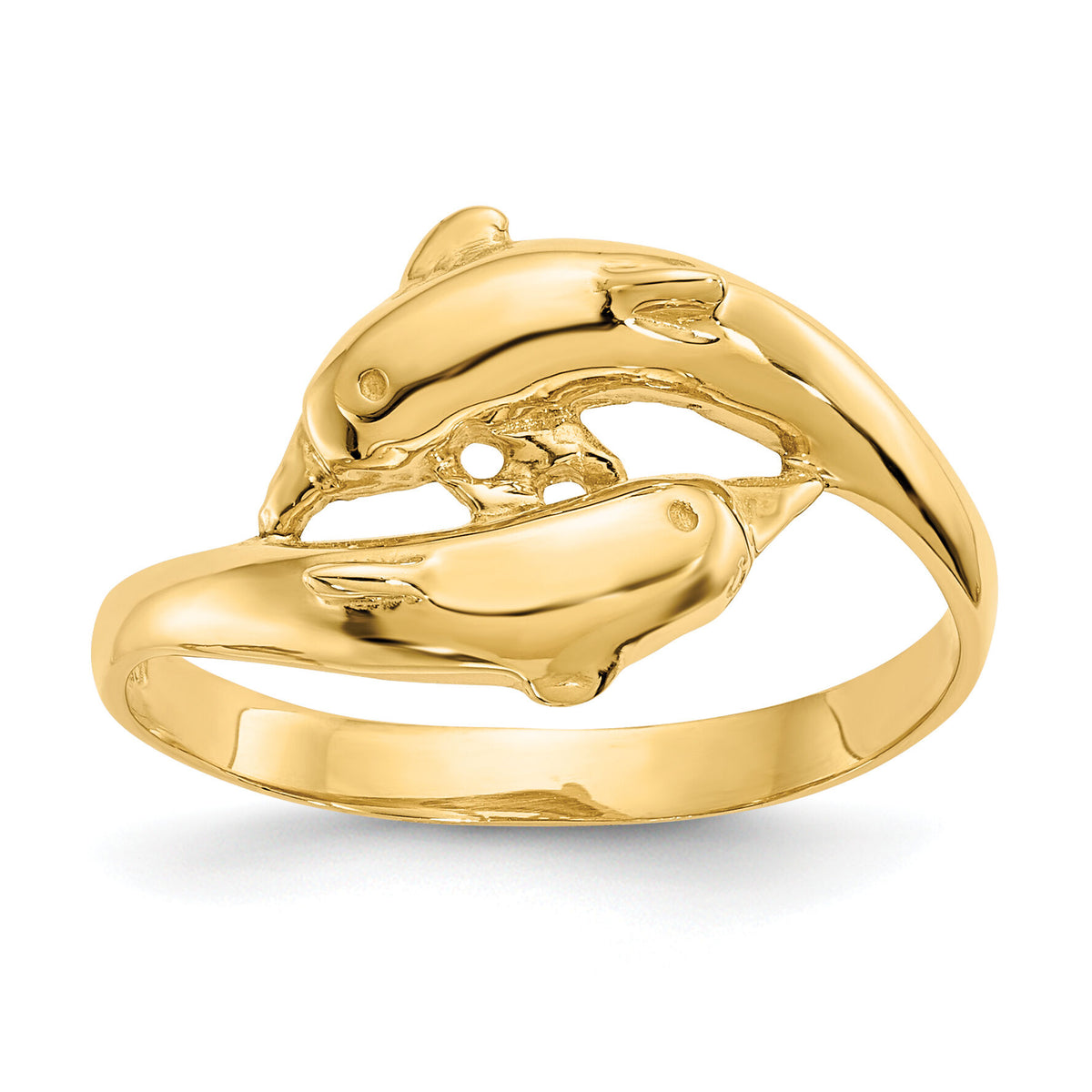 14K Double Dolphins Ring-K4552