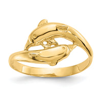 14K Double Dolphins Ring-K4552