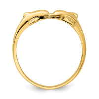14K Dolphin Kissing Dolphin Ring-K4554
