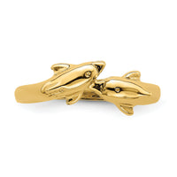 14K Dolphin Kissing Dolphin Ring-K4554