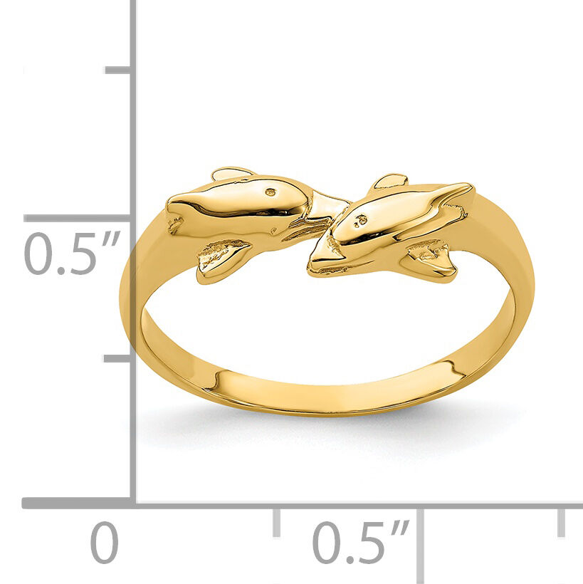 14K Dolphin Kissing Dolphin Ring-K4554