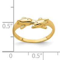 14K Dolphin Kissing Dolphin Ring-K4554