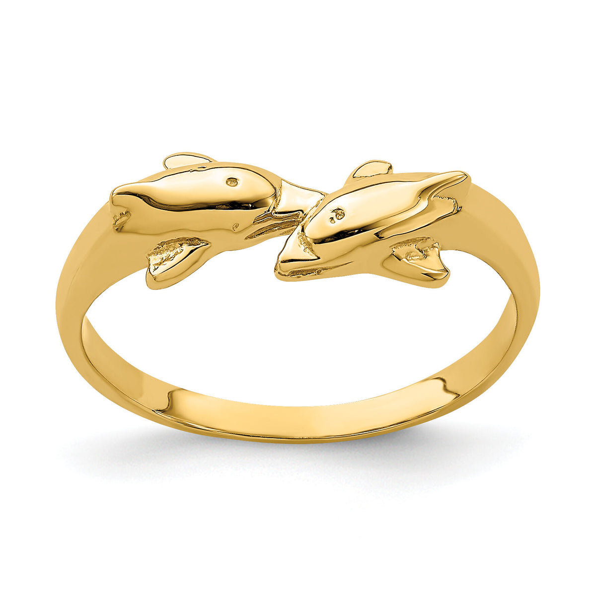 14K Dolphin Kissing Dolphin Ring-K4554