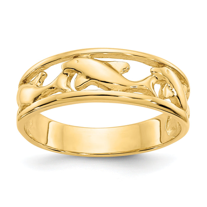 14K Triple Dolphin Band Ring-K4558