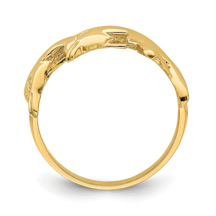 14K Polished Double Dolphin Ring-K4562