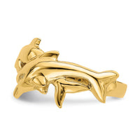 14K Polished Double Dolphin Ring-K4562