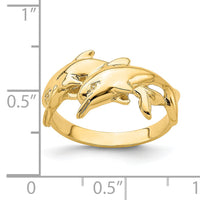 14K Polished Double Dolphin Ring-K4562