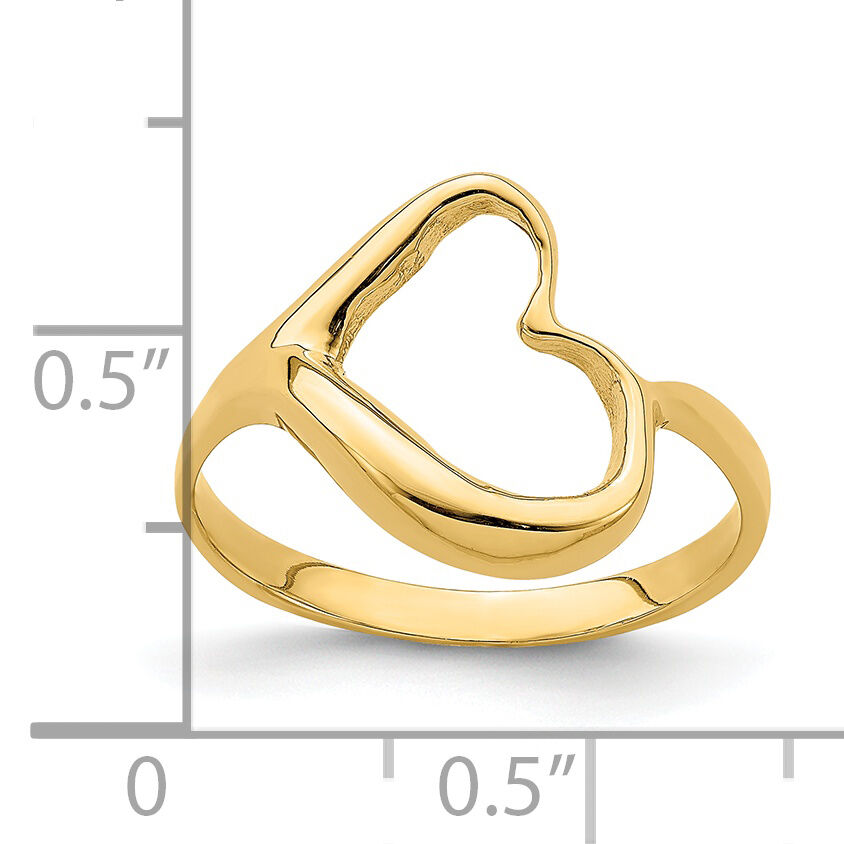 14K Tilted Heart Ring-K4566