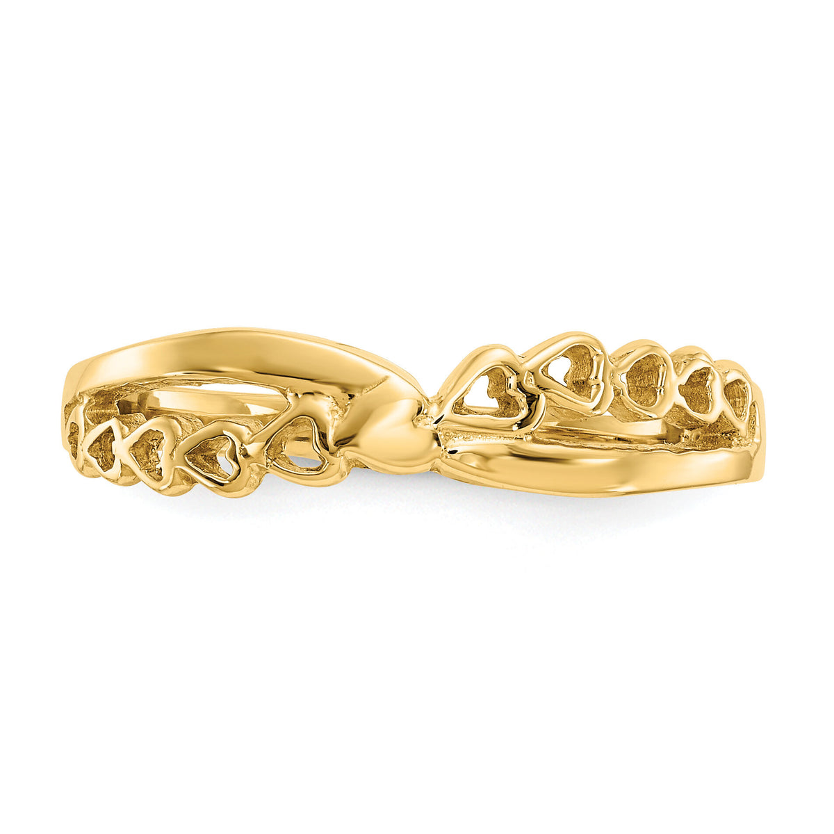 14K Polished Criss Cross Pattern Hearts Ring-K4568
