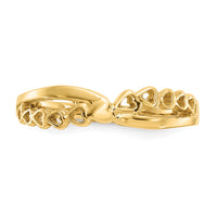14K Polished Criss Cross Pattern Hearts Ring-K4568