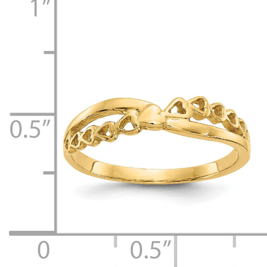 14K Polished Criss Cross Pattern Hearts Ring-K4568
