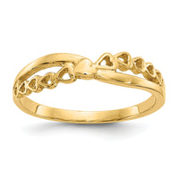 14K Polished Criss Cross Pattern Hearts Ring-K4568