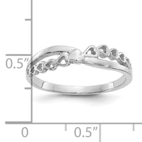 14K White Gold Polished Criss Cross Pattern Hearts Ring-K4568W