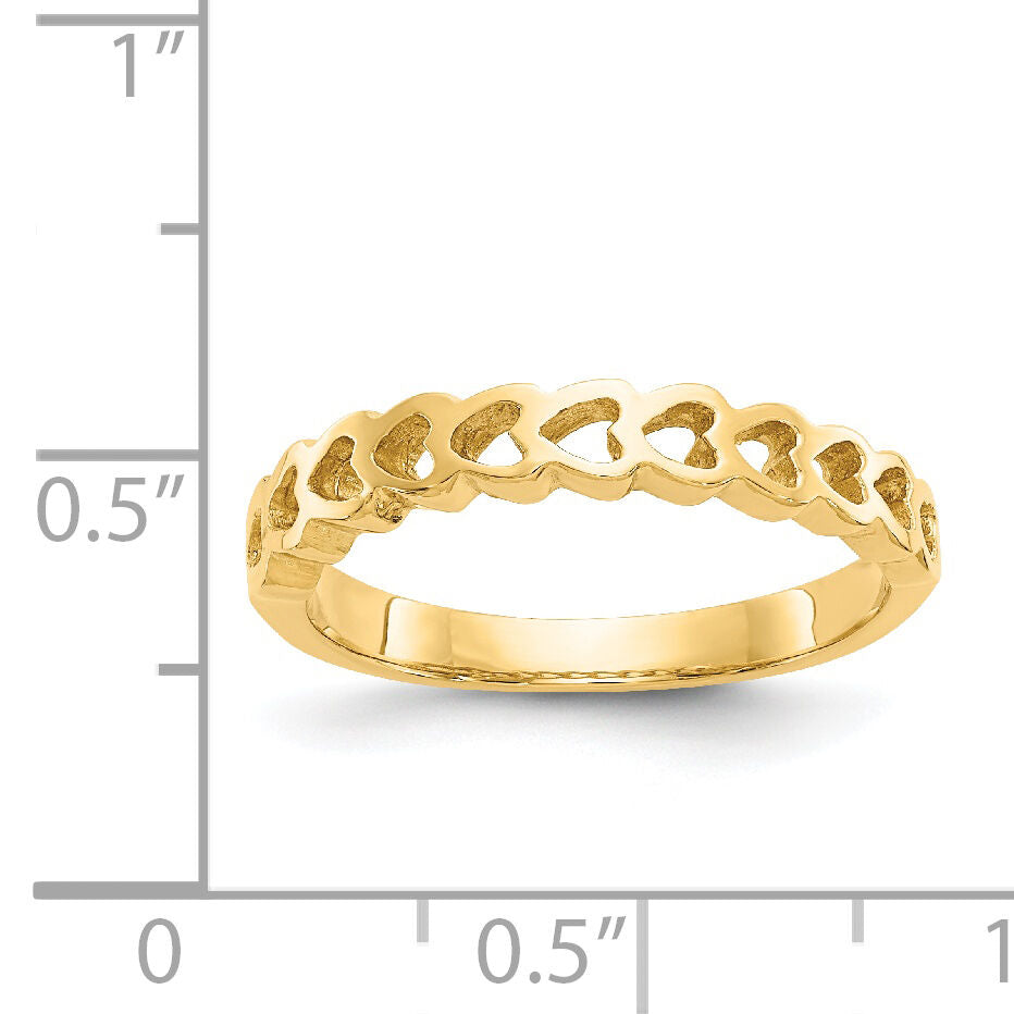 14k Polished Hearts Ring-K4569