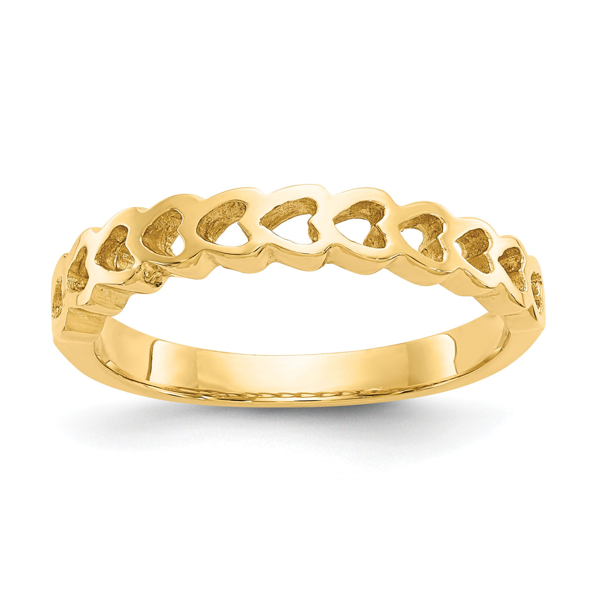 14k Polished Hearts Ring-K4569