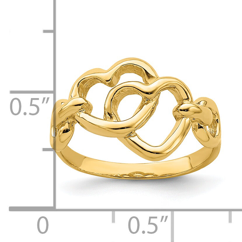 14K Double Cut-out Heart Ring-K4570