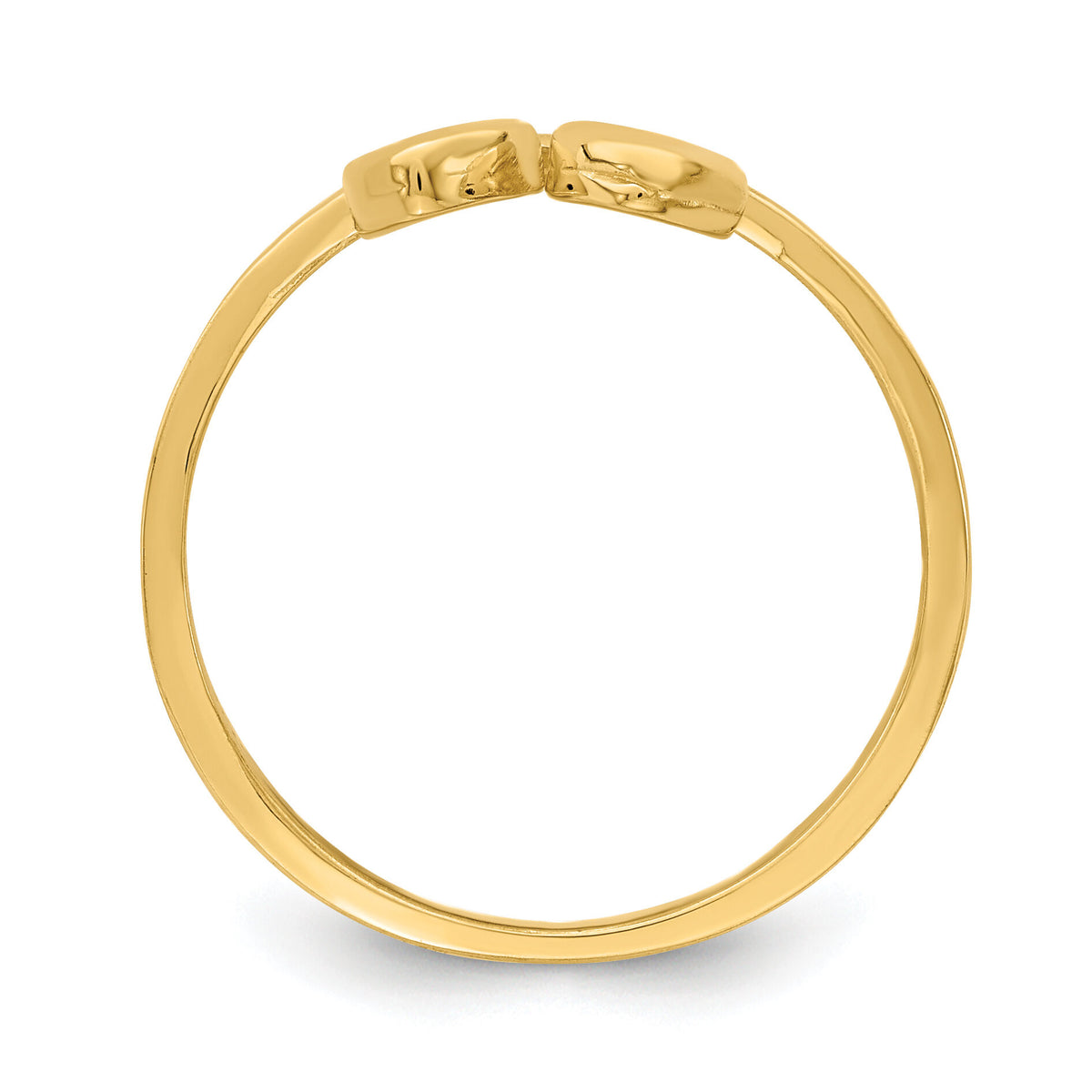 14K Double Heart Drop V Ring-K4576