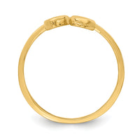 14K Double Heart Drop V Ring-K4576
