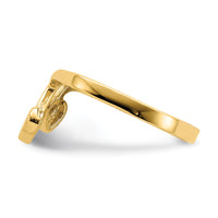 14K Double Heart Drop V Ring-K4576