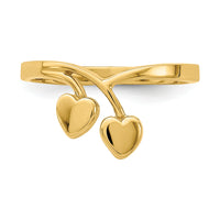 14K Double Heart Drop V Ring-K4576