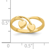 14K Double Heart Drop V Ring-K4576