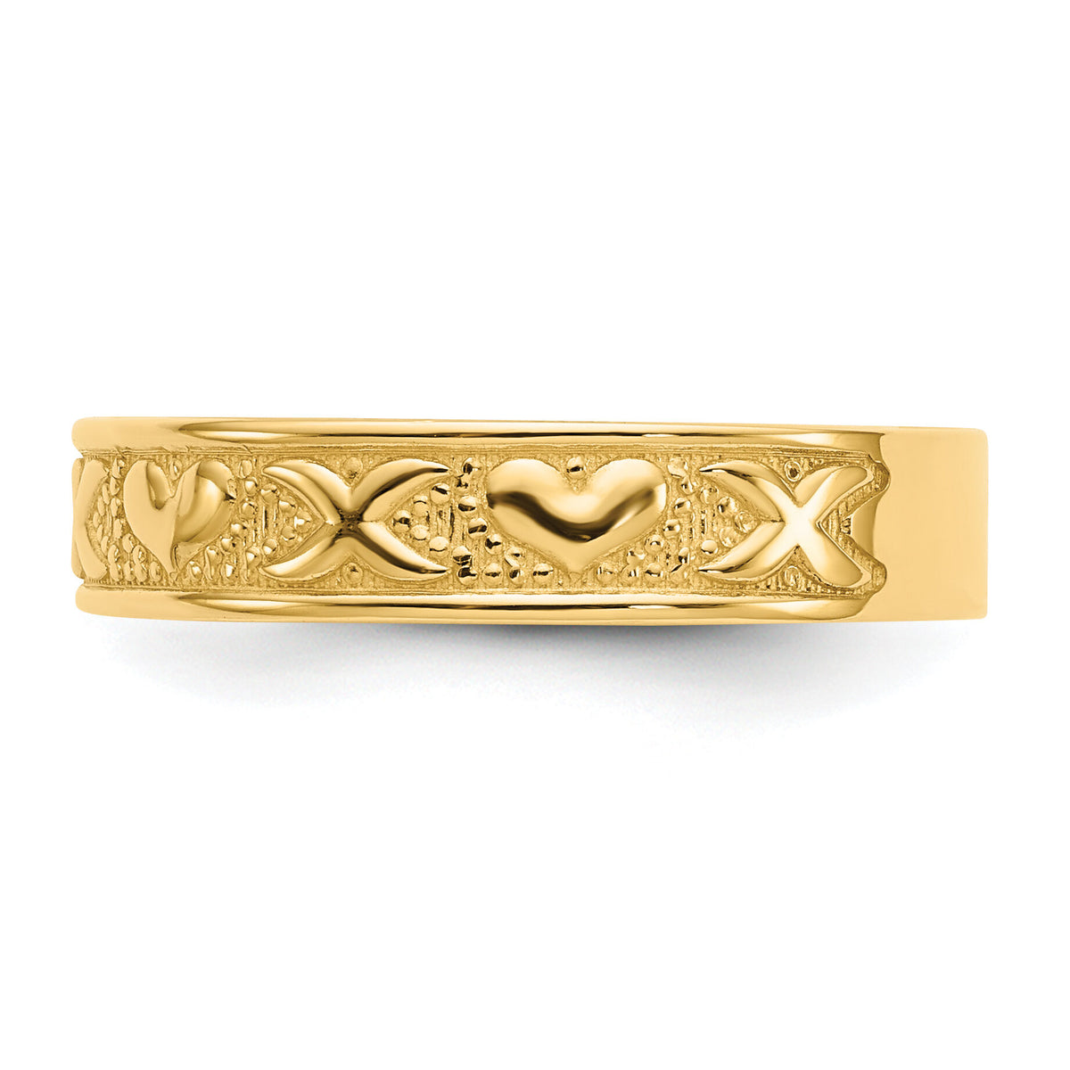 14K Polished X and Hearts Ring-K4578