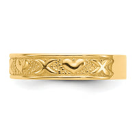 14K Polished X and Hearts Ring-K4578