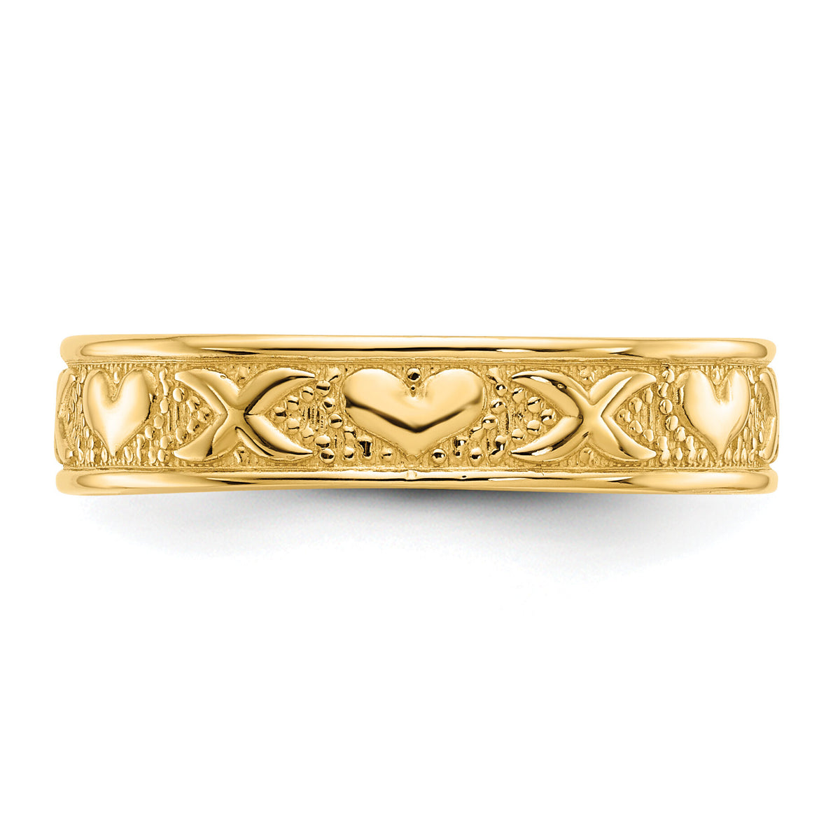 14K Polished X and Hearts Ring-K4578